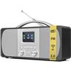 LEMEGA DR6 Radio Stereo Digitale DAB/FM,Radiosveglia con Bluetooth,Alimentazione a Batterie o Corrente,Radio DAB+ Elegante per Cucina o Camera con Struttura in Legno e Pannello Frontale in Metallo
