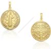 ROSA DI MANUEL Medaglia ciondolo San Benedetto in oro sterling lucido satinato misura 14 mm., Oro Giallo