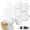 Kuchoow Pannelli Fonoassorbenti Esagonali Adesivi per Parete, 12 Pezzi Pannello Acustici Decorativi per Riduzione dell'Eco, Camera Da Letto, Soggiorno, Ufficio, Soffitto, 30x26x0,9 cm, Bianco