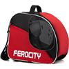 Ferocity Borsa per scarponi da sci di alta qualità, con coulisse e tasca laterale, 41 x 29 x 35 cm, nei colori rosso e nero [054]