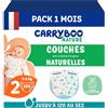 Carryboo - Pannolini taglia 2 3-6 kg - Pannolini per neonati ecologici - Cura naturale del bambino, ipoallergenico, senza profumo e anti-perdite - Made in France - 150 pannolini usa e getta - 1 mese