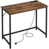 VASAGLE Scrivania per Computer con Luci LED e Ciabatta Elettrica Integrata, Scrivania da Gaming, 50 x 100 x 76 cm, per Studio, Ufficio, Camera da Letto, Marrone Vintage e Nero Inchiostro LWD141B81