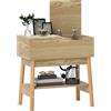 HOMCOM Tavolino da Salotto con 2 Prese AC e Porte USB, Tavolino da Soggiorno con Ripiano a Scomparsa e Ripiano Aperto in MDF, Stile Boho, per Soggiorno e Camera da Letto, 30x60x60.5 cm, Color Legno
