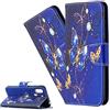 LEMAXELERS Custodia Redmi Note 9 Cover Portafoglio,Redmi Note 9 Custodia Pittura colorata Wallet Shock-Absorption Magnetica Supporto Protettiva Bumper Leather Flip Cover,BF Purple Butterfly