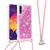 LEMAXELERS Custodia per Cellulare con Corda Collana per Galaxy Note 10 Plus Case,Glitter Bling Liquido Sabbie Mobili Bumper Case TPU Cover con Collana Cordoncino Cordino Case,GS Pink Love