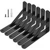 NumRise Staffe per mensole da 200 mm, resistenti, 200 x 150 mm, in metallo, triangolari, con accessori per scaffalature a parete, nero, confezione da 6