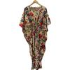 INDACORIFY INDACORIFIE Abbigliamento da Festa da Donna in Caftano Lungo in Cotone Stampato con Uccelli, Maxi Stile Caftano Hippie, Tunica Indiana. Beige Multi