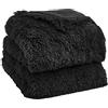 Sienna Coperta in pile super soffice, in pelliccia sintetica, calda, reversibile, per divano letto, 150 x 200 cm, colore: nero