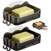 BSITSSS 2 PCS Portasapone Adesivo, Porta Sapone Bagno Da Muro, Porta Saponetta in ABS, Porta Sapone, Porta Sapone Per Doccia, Portasaponetta con Scolo, Portasapone per Bagno, Cucina e Doccia