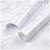 Hode Plastica Pellicola Adesiva per Mobili Effetto Marmo Bianco, Rivestimento Carta da Parati Effetto Marmo Adesivo Bianca Lucido, Piano Top Cucina Muro 90x600cm