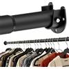 Poskena Asta telescopica da 32 mm, asta appendiabiti nera, 74-130 cm, con supporti in metallo, 1 set di asta appendiabiti a parete