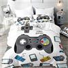 Morbuy Set di Biancheria da Letto di Matrimoniale 3D Gioco Stampa Digitale, Ragazzi Uomo Set Copripiumino in Morbido Microfibra con Federa e Copripiumini a Cerniera (Gioco Bianco,200x200cm)