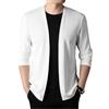ESFHWYP Maglione da uomo primaverile e autunnale cappotto casual cardigan lavorato a maglia sottile-White-L