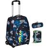 Seven Trolley Fisso, GreenScreen, Blu, 2 in 1, Doppio Uso, Trolley e Zaino Bambino Ragazzo + Astuccio 3 Zip + Portpenne
