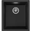 AuraLum pro Lavandino Cucina 40 x 44 cm, Lavello Cucina 1 Vasca in Granito, Lavabo Cucina Nero con Sifone e Set di Drenaggio, Lavello Fragranite a mobile oltre 40cm