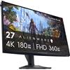 Alienware AW2725QF 27 4K UHD (3840x2160) Monitor Gaming, 360Hz, Fast IPS, 0.5ms, NVIDIA G-SYNC Compatible, 95% DCI-P3, HDR600, Dolby Vision, USB-C, DisplayPort, 2x HDMI, 4x USB
