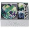 HERVIT Set 2 Tazzine Caffè Con Piattino Cottage Verde