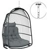 Outsunny Sedia Sospesa a Dondolo Pieghevole da Interno ed Esterno con Cuscino e Poggiatesta, Grigio Scuro