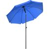 Outsunny Ombrellone da Spiaggia 1.8x2 m con Reclinazione a 45° e 8 Stecche, Poliestere e Acciaio, Blu
