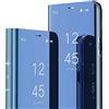 SIYOPINPFY Custodia per Samsung Galaxy Note 10 Plus, Placcatura Specchio Trucco Clear View Cover 360 Corpo Completa Protezione Flip Stand Antiurto Phone Cover per Galaxy Note 10+ Plus Specchio Blu