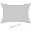 SONGMICS Vela Parasole 3 x 5 m, Tenda da Sole in Tessuto HDPE, Permeabile all'Aria e all'Acqua, per Terrazza, Giardino, Balcone, Campeggio, Rettangolare, Concava, Corde da 2 m, Grigio Chiaro GSS35QY