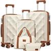 Sea choice Set di Valigie Rigide 5 pezzi ABS Borse da Viaggio Trolley con Lucchetto TSA Bagaglio a mano S+M+L con 4 Ruote a 360° con 1 Borsa da Viaggio e 1 Trousse da Toilette