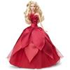 Barbie - Barbie Signature Magia delle Feste 2022 bambola bionda, capelli ondulati, abito rosso con ampia gonna e orecchini pendenti, da collezione, Giocattolo e regalo per Bambini 6+ Anni, HBY03