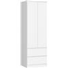 LBSIGN Armadio Guardaroba 2 Ante 2 Cassetti 60x50x180 Artika Bianca
