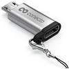 conecto, adattatore da micro USB a USB-C, supporto OTG, compatibile con dispositivi Apple, anello/moschettone inclusi, alloggiamento in alluminio, argento