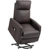 HOMCOM Poltrona Elettrica Alzapersona 45°, Poltrona Relax Elettrica Reclinabile a 145° con Telecomando e Poggiapiedi, in Pelle PU Marrone Scuro, 67x95x105 cm