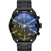 Diesel Orologio Spiked da uomo, movimento cronografo al quarzo con cinturino in acciaio inossidabile, 49 mm, Nero e blu