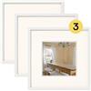 walther design Peppers BP313V3, Cornice in Legno, Confezione da 3 Pezzi, 13 x 13 cm, Bianco Polare