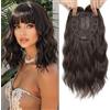 Nexyshe Topper per capelli ondulati da 35,5 cm, con frangia, 16,5 x 16,5 cm, parrucca senza colla, capelli sintetici per capelli sottili