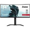 iiyama G-MASTER Red Eagle GCB3481WQSU-B1 - Monitor a LED - gaming - curvato - 34 - 3440 x 1440 UWQHD @ 180 Hz - VA - 500 cd/m² - 4000:1 - HDR400 - 0.3 ms - 2xHDMI, 2xDisplayPort - altoparlanti - nero opaco