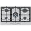 Bosch PCQ7A5I90 Serie 6, Piano cottura a gas, FlameSelect, Manopole magnetiche removibili, WOK, griglie in ghisa, Acciaio, 75 cm