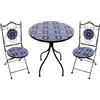 MIlani Home LAGOS - set due sedie pieghevoli e tavolo rotondo con decori