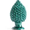 BEVILACQUA PIGNA DECORATIVA, CERAMICA SICILIANA VERDE RAMINA, XXS - h 15 x L 10 cm