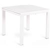 E-STYLO Tavolo Allungabile Top in vetro temperato acidato Gambe in metallo verniciato a colore Allunghe interne in vetro temperato,90cm X 90/163,5cm H. 76cm,Top: bianco extrawhite allunghe: bianco extrawhite gambe: bianco