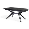 E-STYLO Tavolo allungabile Top in ceramica marmo nero Quattro gambe a stella in metallo nero opaco Allunghe a scomparsa in ceramica marmo nero ,90cm X 160/240 cmcm H. 76cm,Top: marmo nero gambe: nero opaco