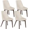 E-STYLO Sedia da pranzo Seduta e schienale rivestiti in tessuto beige Gambe e struttura in massello di noce ,62cm X 49.5cm H. 87cm,Rivestimento: beige gambe: massello di noce