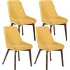 E-STYLO Sedia da pranzo Seduta e schienale rivestiti in tessuto giallo Gambe e struttura in massello di noce ,62cm X 49.5cm H. 87cm,Rivestimento: giallo gambe: massello di noce