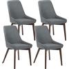 E-STYLO Sedia da pranzo Seduta e schienale rivestiti in tessuto grigio scuro Gambe e struttura in massello di noce ,62cm X 49.5cm H. 87cm,Rivestimento: grigio scuro gambe: massello di noce