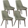 E-STYLO Sedia da pranzo Seduta e schienale rivestiti in tessuto verde Gambe e struttura in massello di noce ,62cm X 49.5cm H. 87cm,Rivestimento: verde gambe: massello di noce