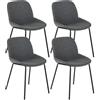 E-STYLO Sedia da pranzo Seduta e schienale rivestiti in tessuto grigio scuro Gambe in metallo e struttura in polipropilene ,57cm X 46cm H. 80cm,Rivestimento: grigio scuro gambe: nero