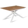 E-STYLO Tavolo allungabile Top in melaminico rovere Base in metallo bianco Allunghe interne in melaminico rovere ,90cm X 140/ 190cm H. 76cm,Top: rovere gambe: bianco