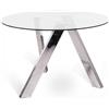E-STYLO Tavolo Fisso Top in vetro temperato Gambe in metallo verniciato,120cm X 120cm H. 75cm,Top: trasparentegambe: grigio cromato