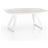 E-STYLO Tavolo Allungabile Top in HPL su MDF Gambe in metallo verniciato Allunghe interne in HPL su MDF,90cm X 170/270cm H. 76cm,Top: marmo calacatta allunghe: marmo calacatta gambe: bianco