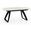 E-STYLO Tavolo Allungabile Top in HPL su MDF Gambe in metallo verniciato Allunghe interne in HPL su MDF,90cm X 170/270cm H. 76cm,Top: marmo calacatta allunghe: marmo calacatta gambe: nero