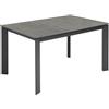 E-STYLO Tavolo allungabile Top in ceramica marmo grigio Base in metallo verniciato grigio Allunghe interne melaminico lacato grigio,90cm X 140 /190cm H. 76cm,Top: marmo grigio gambe: grigio allunghe: grigio
