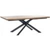 E-STYLO Tavolo Allungabile Top in truciolare di pioppo impiallacciato e bordo massellato Gambe in metallo verniciato Allunghe esterne impiallacciate,100cm X 200/300cm H. 76cm,Top: rovere naturaleallunghe: rovere naturalegambe: nero